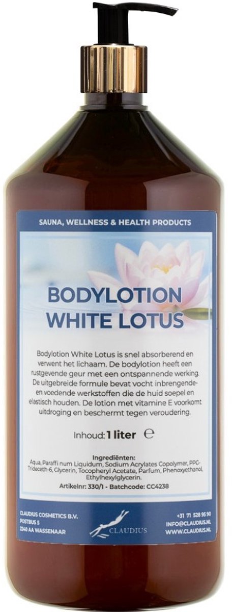 Bodylotion White Lotus 1 liter met gouden pomp