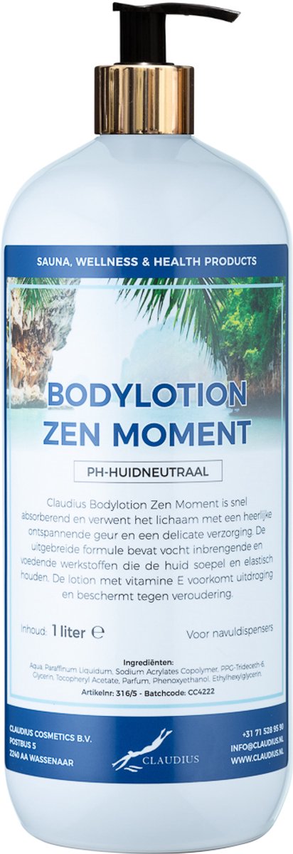 Bodylotion Zen Moment 1 liter met gouden pomp