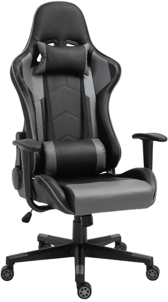 Ergonomische Gamingstoel met Lendensteun & Hoofdsteun - 160° Verstelbare Rugleuning - 360° Draaibaar - In Hoogte Verstelbaar - Relaxfauteuil - Bureaustoel - TV Stoel - Zwart