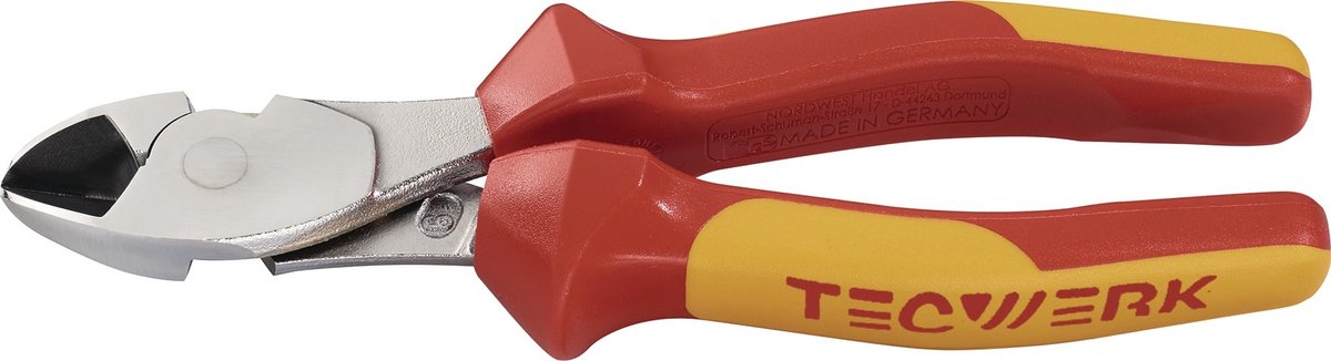 Krachtzijkniptang L.180mm verchroomd VDE Meercomp.-omhullingen TECWERK