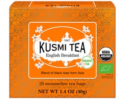 Biologische zwarte thee Kusmi Tea English Breakfast – 20 mousseline theezakjes