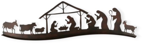 Boltze - Kerststal - Greppia - Moderne - Kerststal - Metaal – Bruin/Zwart - Handgemaakt - 50x6x14.5cm