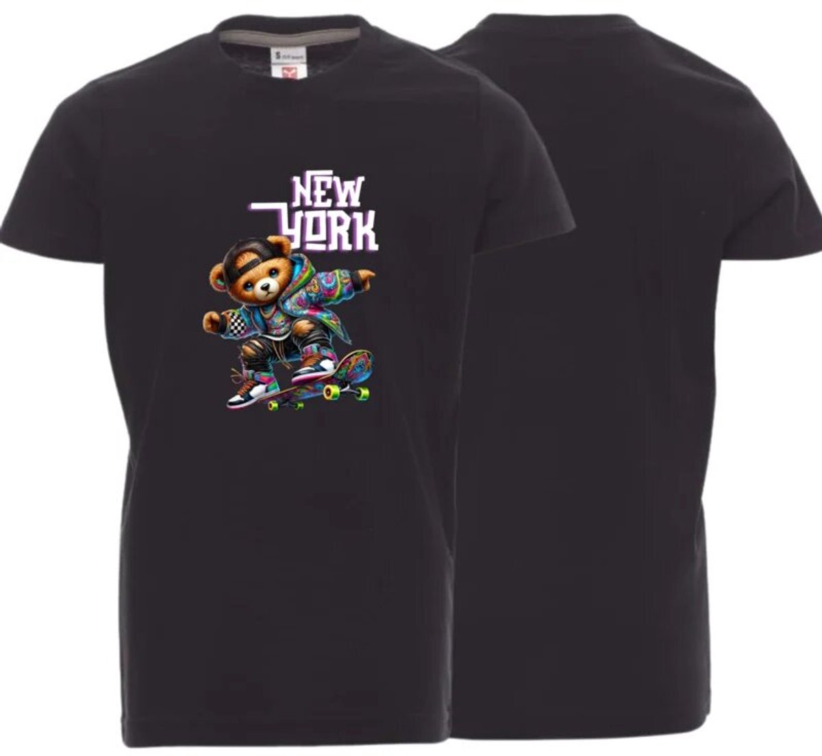 Kinder t-shirt New York skate - Zwart - 170/176
