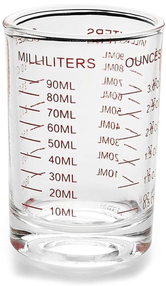 Maatbeker Shotglas - 90 ml - Handig voor cocktails - Glazen shotglazen - Perfect voor bar en feest - Ideaal voor espresso en borrels