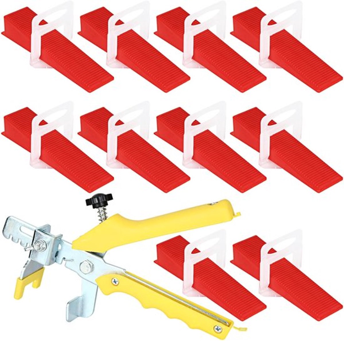 Nivelleringssysteem 601 Stuks - Nivelleerlus 1,5 mm - 500 Treklipjes - 100 Herbruikbare Wiggen - 1 Tang - Efficiënt Tegel Leggen - Tegelset