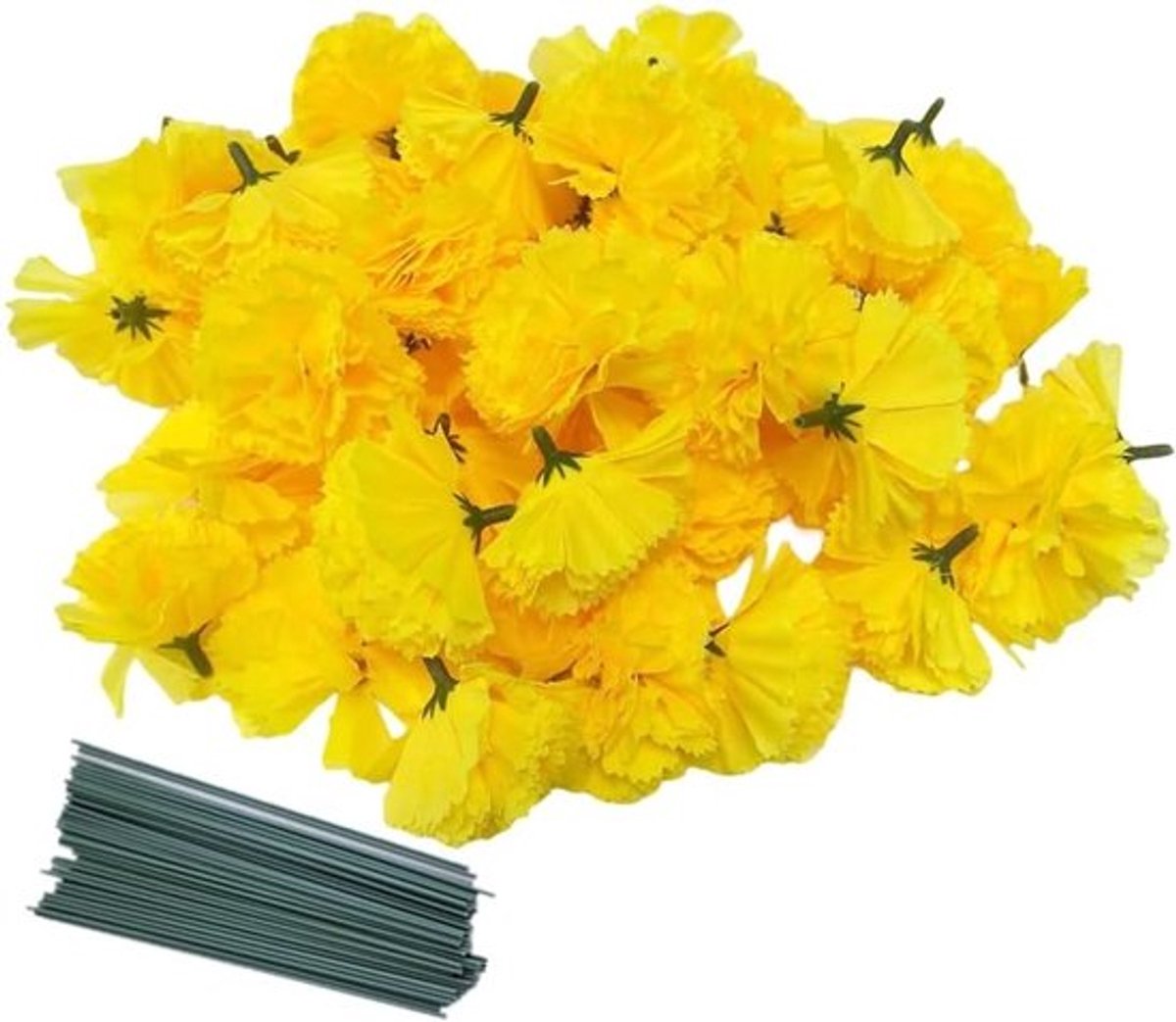 Set van 50 Kunstmatige Zijde Anjer Bloemkoppen met Steel - Perfect voor Vaasvullers, Diwali Decoraties en Wreaths - 2 Inch Bloemblaadjes met 20 cm Steel