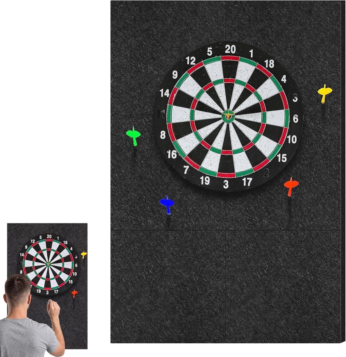 Dartboard Wandbescherming - Grijs - 30 x 30 cm - Dikke Vilt Coating - Voor Dartspelers