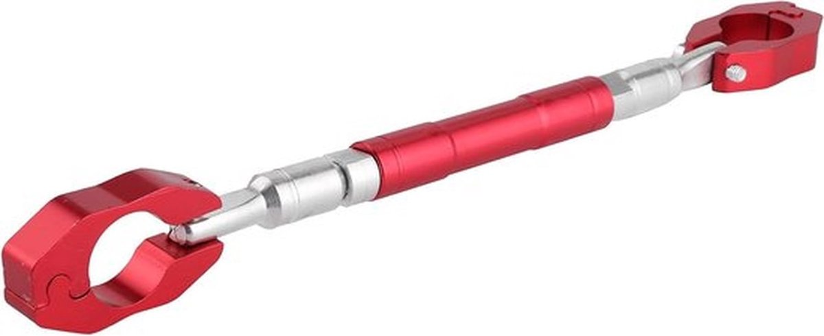 Verstelbare motorfietsstandbalk met kruisbalk voor optimale stabiliteit en balans, geschikt voor 7/8 inch stuur, CNC aluminium legering in het rood