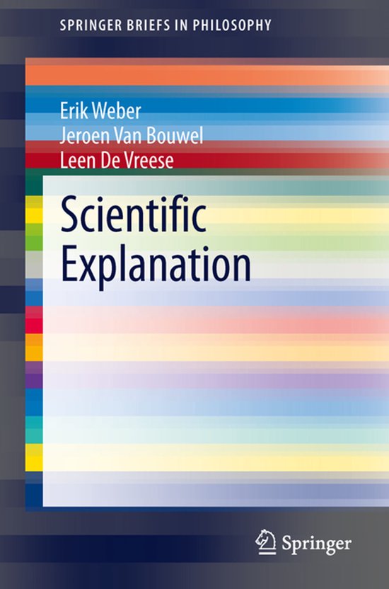 Boek 'Scientific Explanation' uit de serie Springer Briefs in Philosophy, met horizontale kleurenbalken.