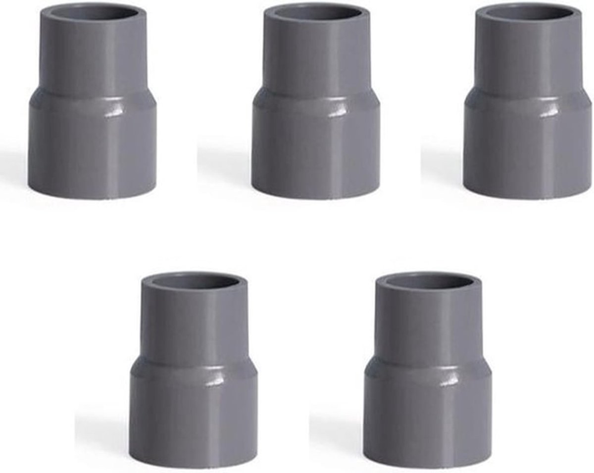 5-delige PVC DWV reductiekoppeling, maat 20mm x 25mm, grijs, voor waterleidingen en afvoerinstallaties