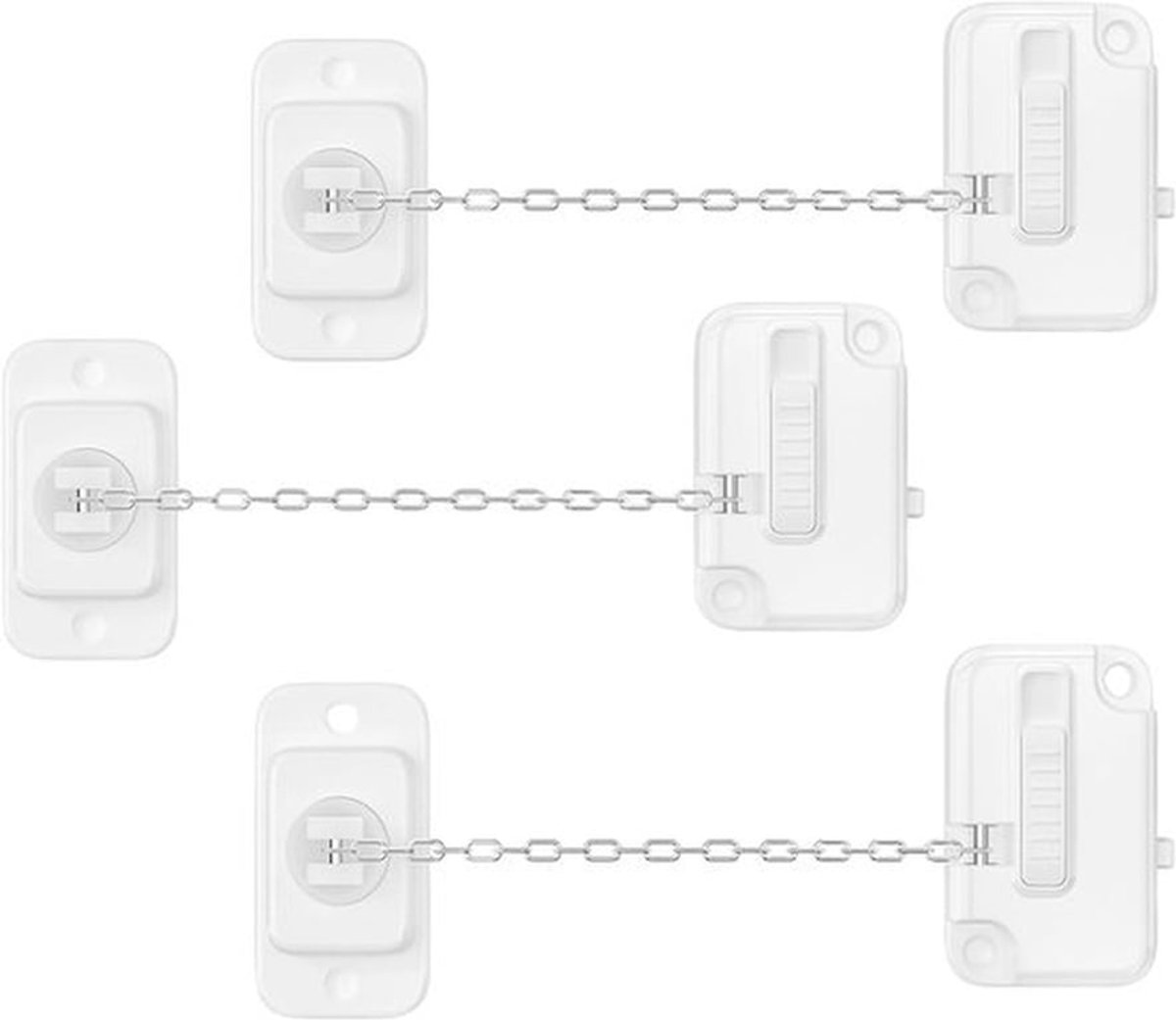 3 Pack Kindveilige Sloten voor Kast en Koelkast met Verstelbare Ketting - Babyproofing voor Lades en Deuren, Veiligheidsoplossingen voor Kinderen