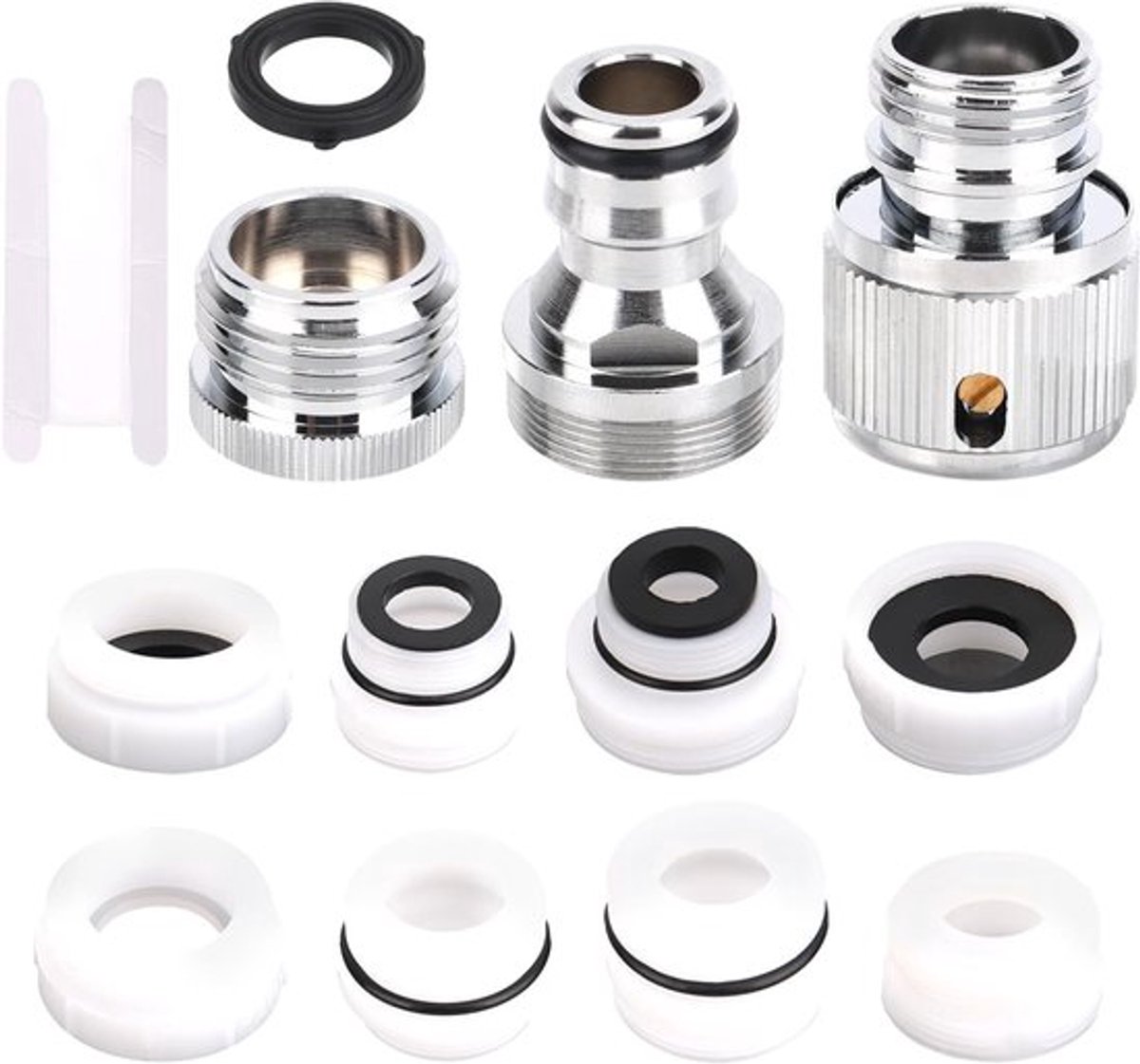3-Pack Kraanadapter Set, Snelle Koppeling voor Tuinslang, Afwasmachine en Wasmachine Aansluiting voor Keuken, Badkamer en Tuin Gebruik