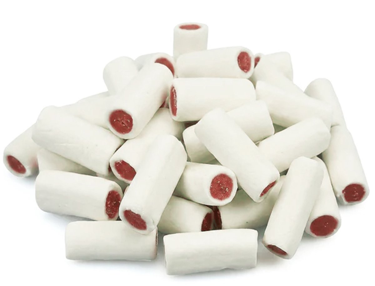 Lollywood Witte Aardbeistaafje - Snoep - 1kg - Wit - Rood