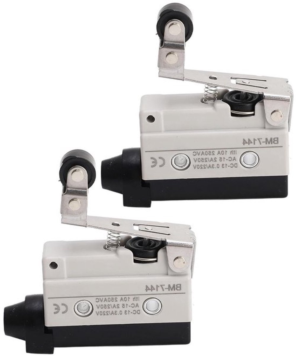 Micro schakelaars met veerrolhevel - Beperkingsschakelaar voor mechanische apparaten NO+NC 250VAC - 2 stuks