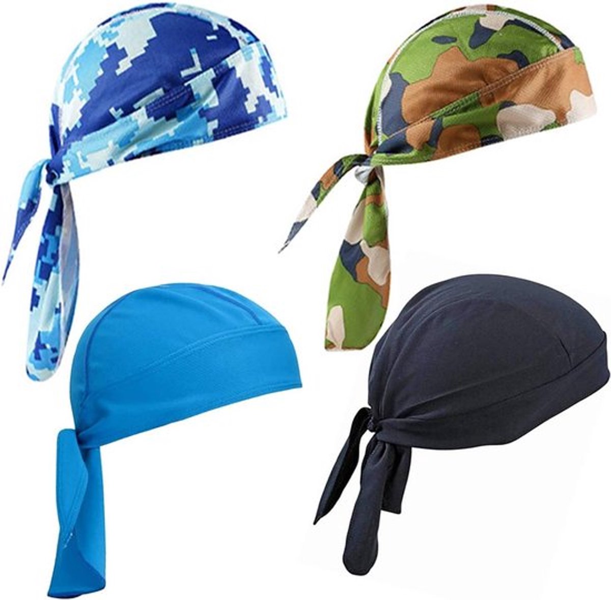 Ademende Piraten Skulls Caps - 4 Stuks Zweetafvoerende Hoed, Sneldrogende Hoofddoek voor Fietsen en Hardlopen, Unisex Piratenhoed