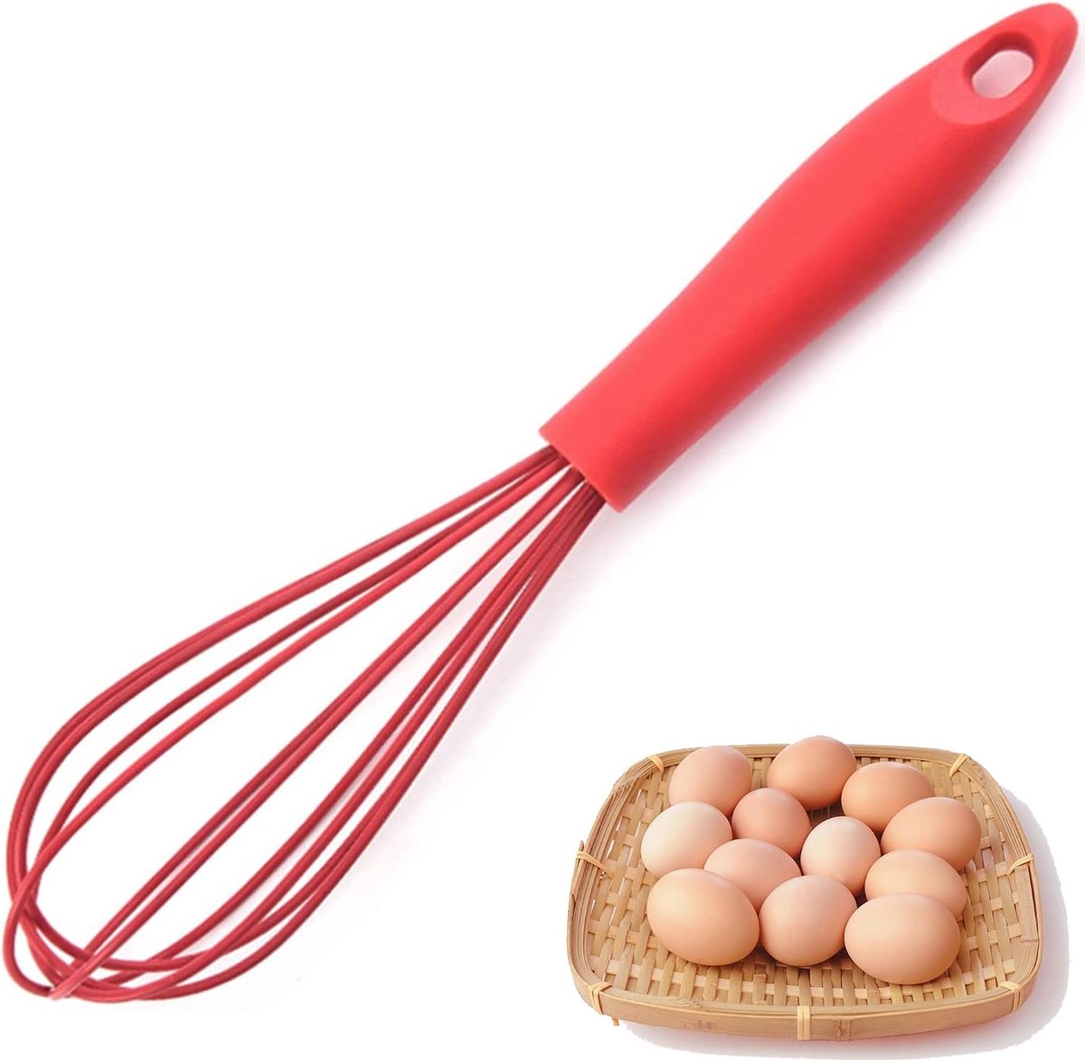 Whisk, Silicone Head for Non-Stick Surfaces, with Sturdy and Comfortable Handle, Heat Resistant, Perfect for Cooking - ShopVlot