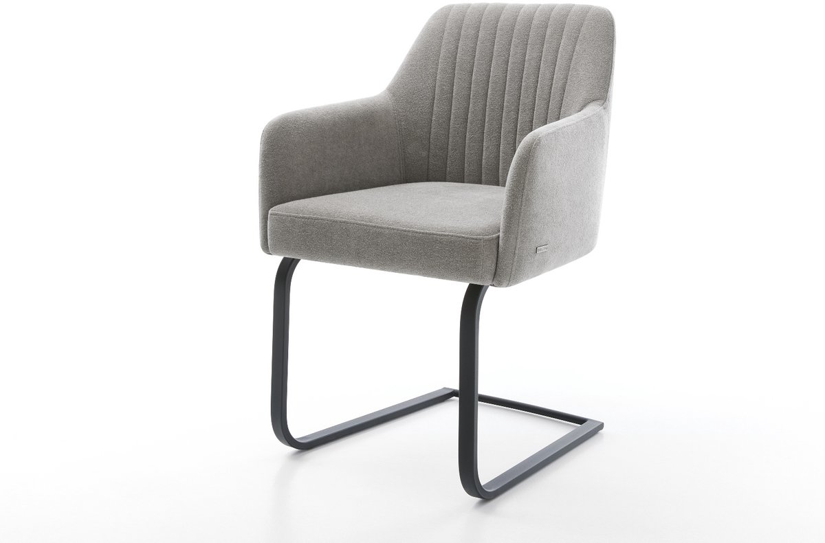 Sledestoel Greg-Flex sledemodel vlak zwart zachte stof met structuur grijs pocketveer kern