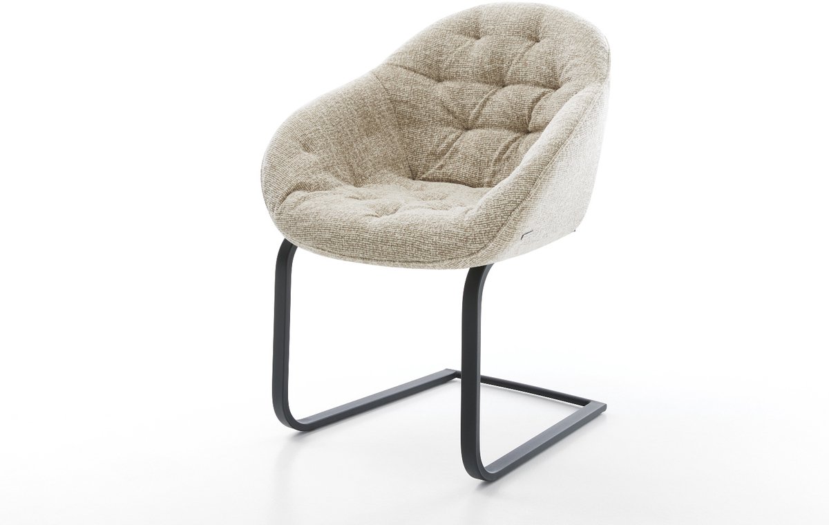 Sledestoel Gaio-Flex sledemodel vlak zwart geweven stof beige