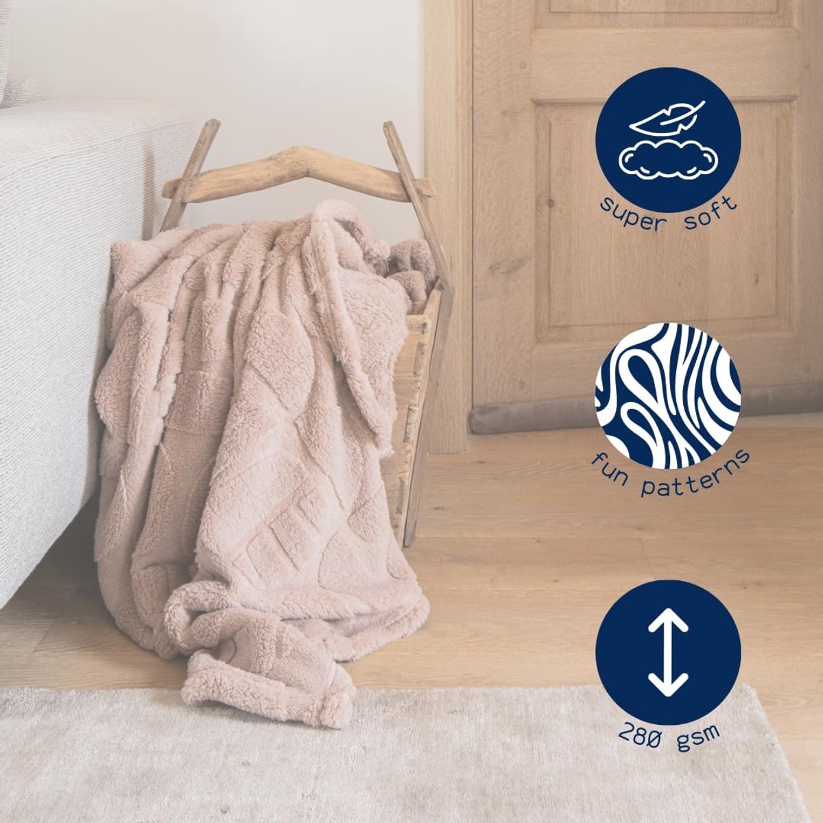 Tiseco Home Studio - Throws RENA - super soft fabric - 150x200cm, Blue - ShopVlot