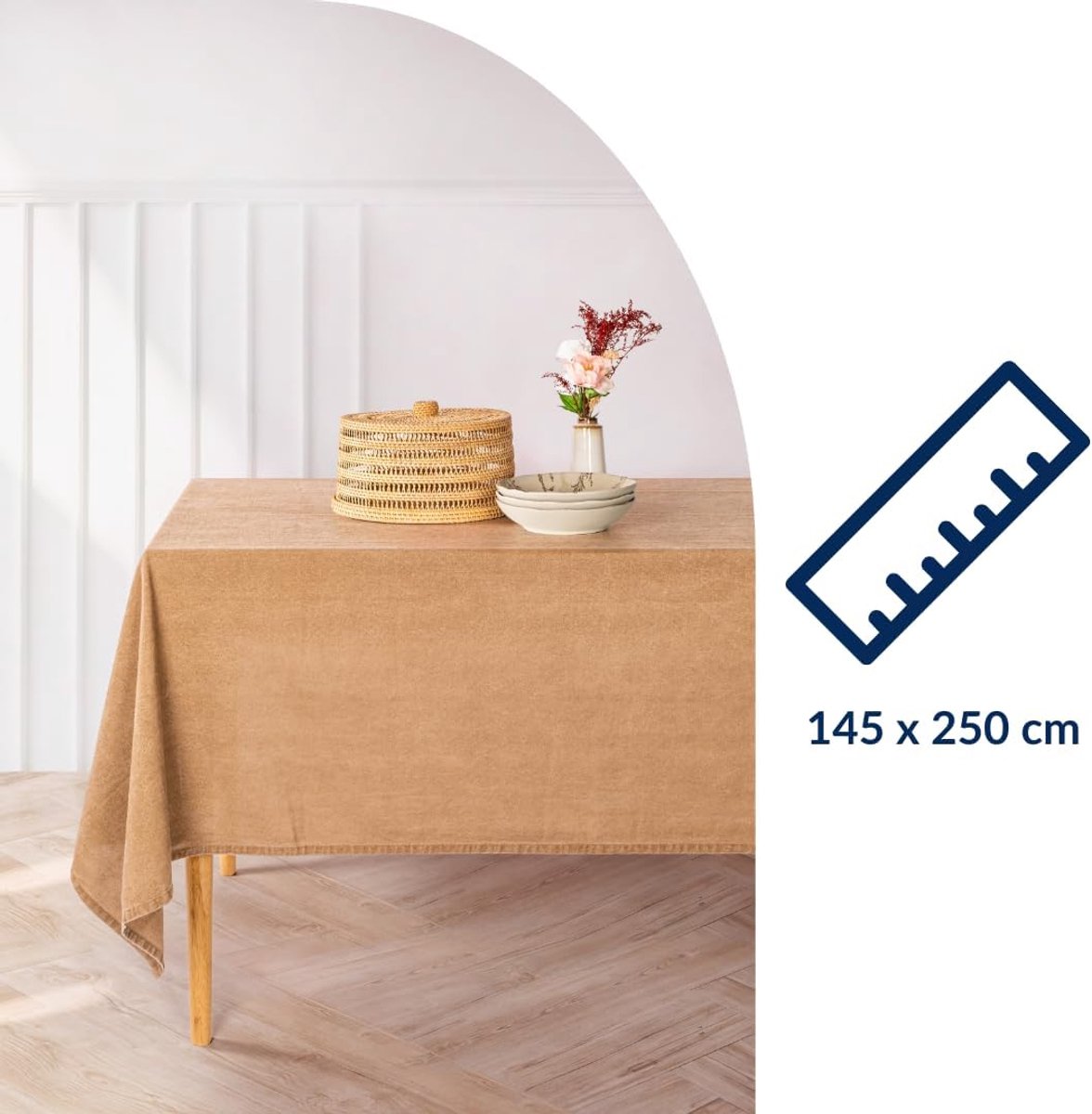 Tiseco Home Studio - Tablecloth MYRNA - - 100% cotton - Easy care, timeless elegance - 145x250cm - Indiantan - ShopVlot
