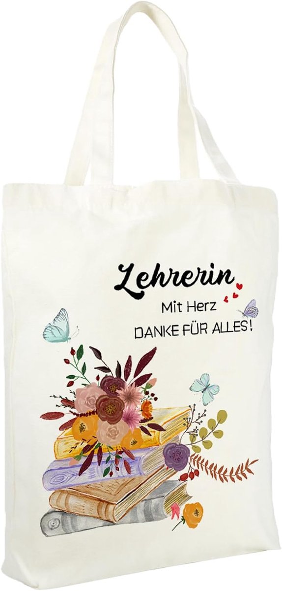 Afscheidsgeschenk voor lerares, katoenen tas, gepersonaliseerde jute tas, stoffen tas om te beschilderen, lerares met - ShopVlot
