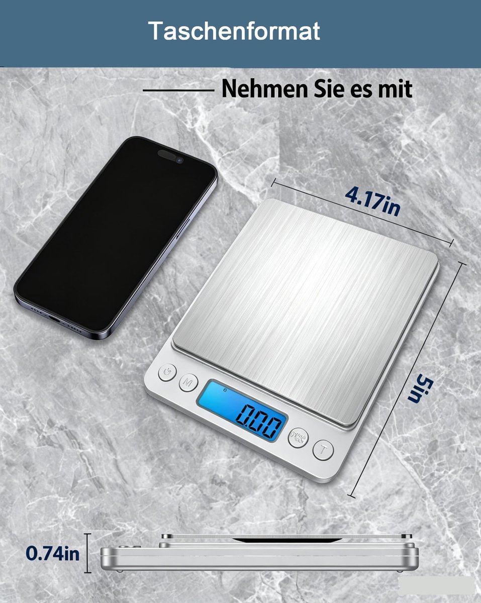 Ankilo Precisieweegschaal, 0,01 g, digitale weegschaal 500 g/0,01 g, zakweegschaal, briefweegschaal, gramweegschaal - ShopVlot