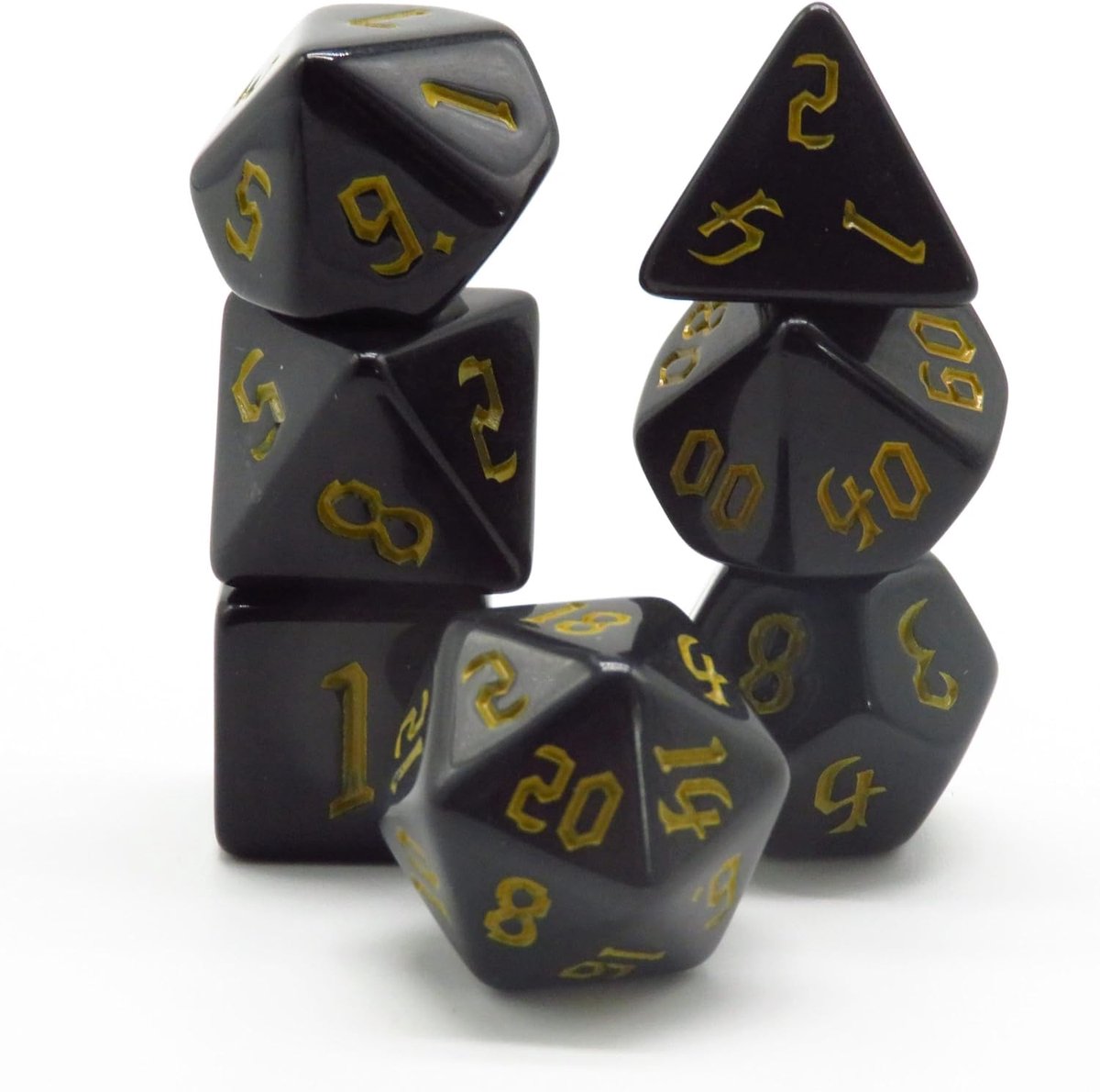 Gothic Black Yellow Polyset Dice - Dungeons and Dragons - Polyhedral & RPG Dice - D&D Dice - ShopVlot