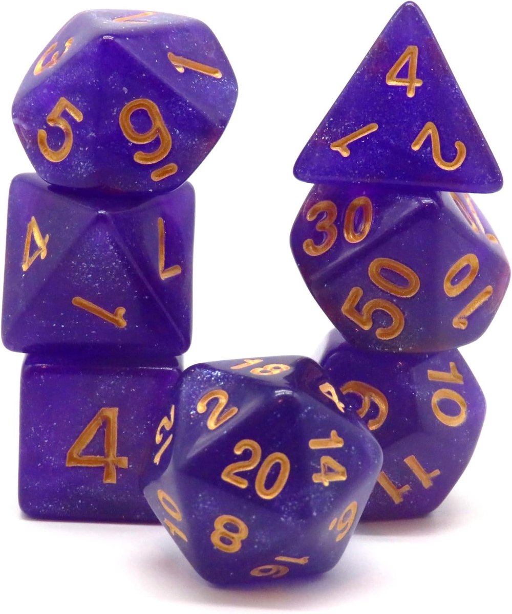 Sparkling Midnight Purple Polyset Dice - Dungeons and Dragons - Polyhedral & RPG Dice - D&D Dice - ShopVlot