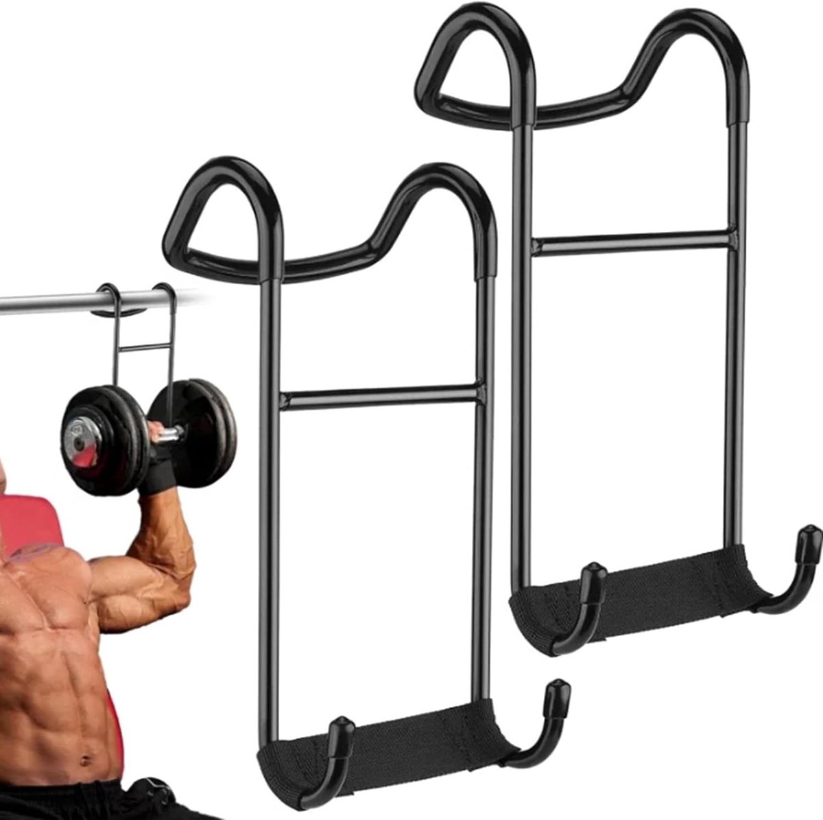 QSLKI 2PCS Dumbbell Stand, Belastingscapaciteit Binnen 102kg, Dumbbell Haken Zwaar Voor Barbell, Fitness, Borst - ShopVlot