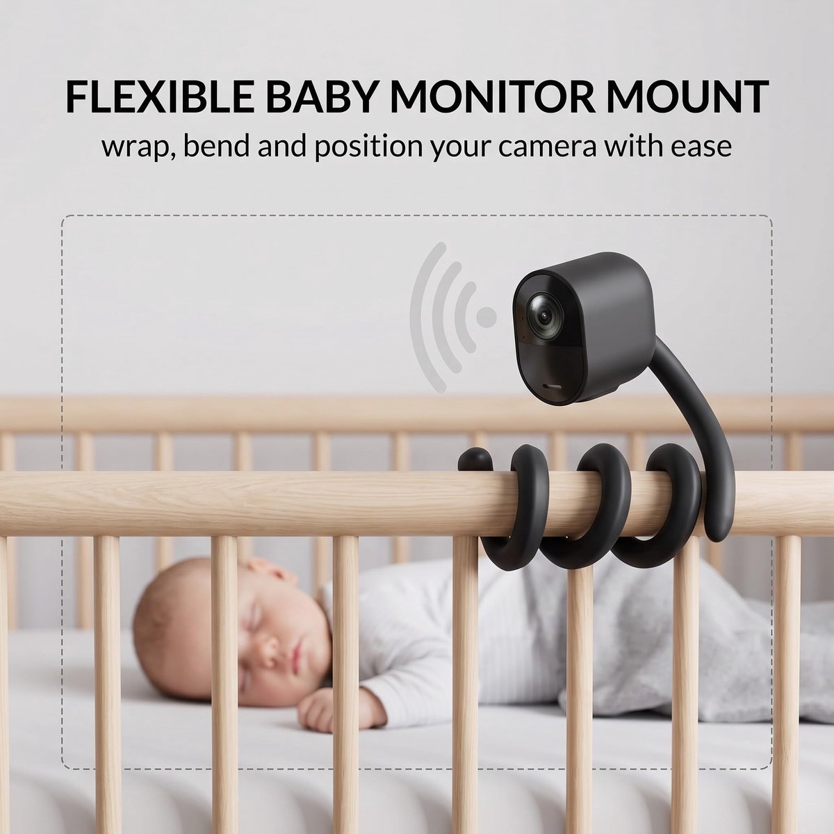 BODZWI Universele houder voor babyfoon, flexibele siliconen babycamerahouder voor babyfoon, houder voor babybed - ShopVlot