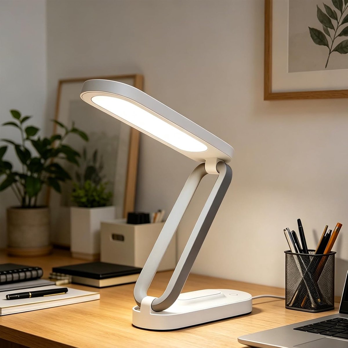 Ryoudavell - Opvouwbare LED Bureaulamp Oplaadbaar - 3 Helderheidsstanden - Type-C - Draagbaar Leeslampje voor Kantoor & Thuis