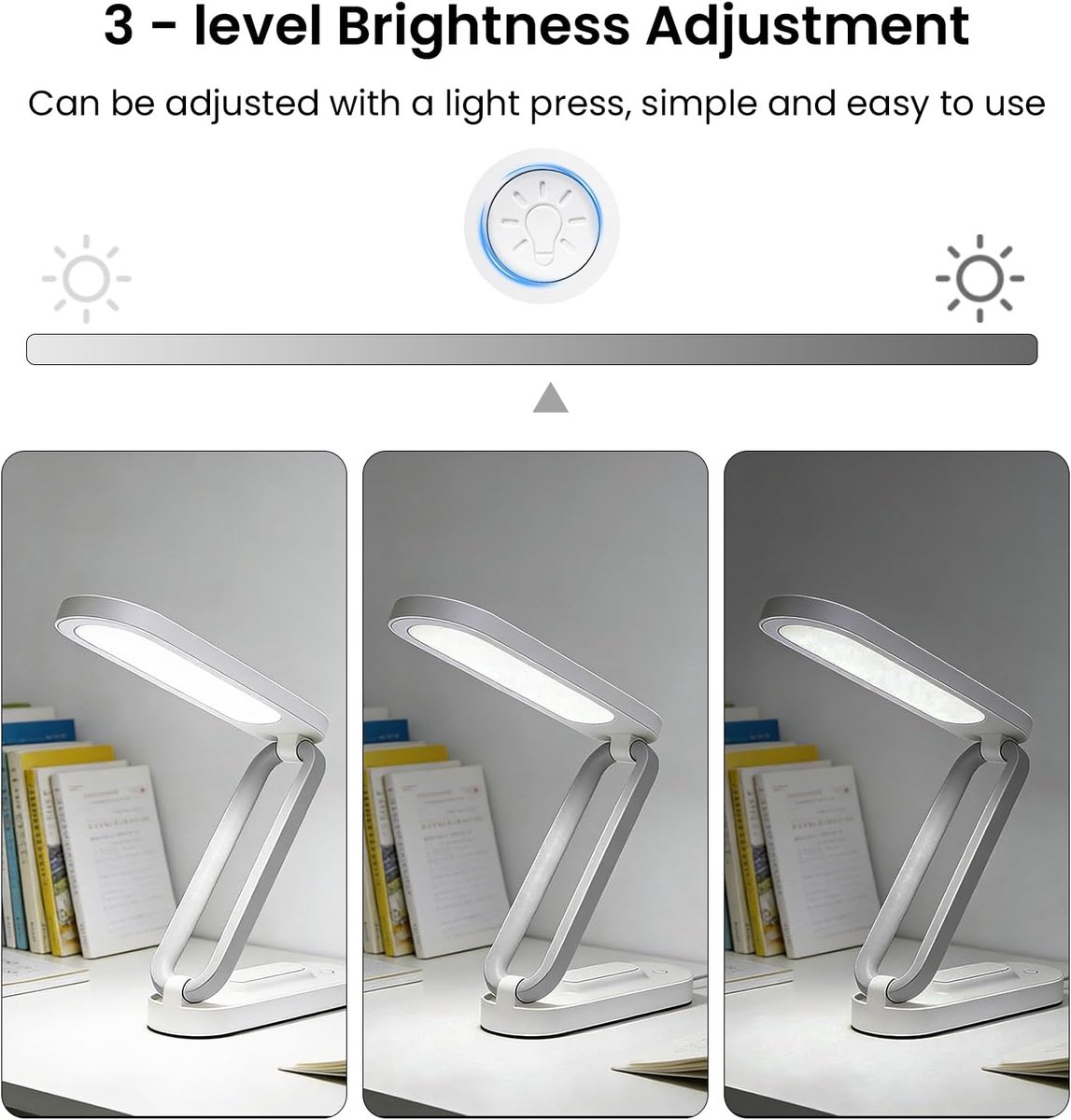 Ryoudavell - Opvouwbare LED Bureaulamp Oplaadbaar - 3 Helderheidsstanden - Type-C - Draagbaar Leeslampje voor Kantoor & Thuis — cadeau in Gadgets - foto 7