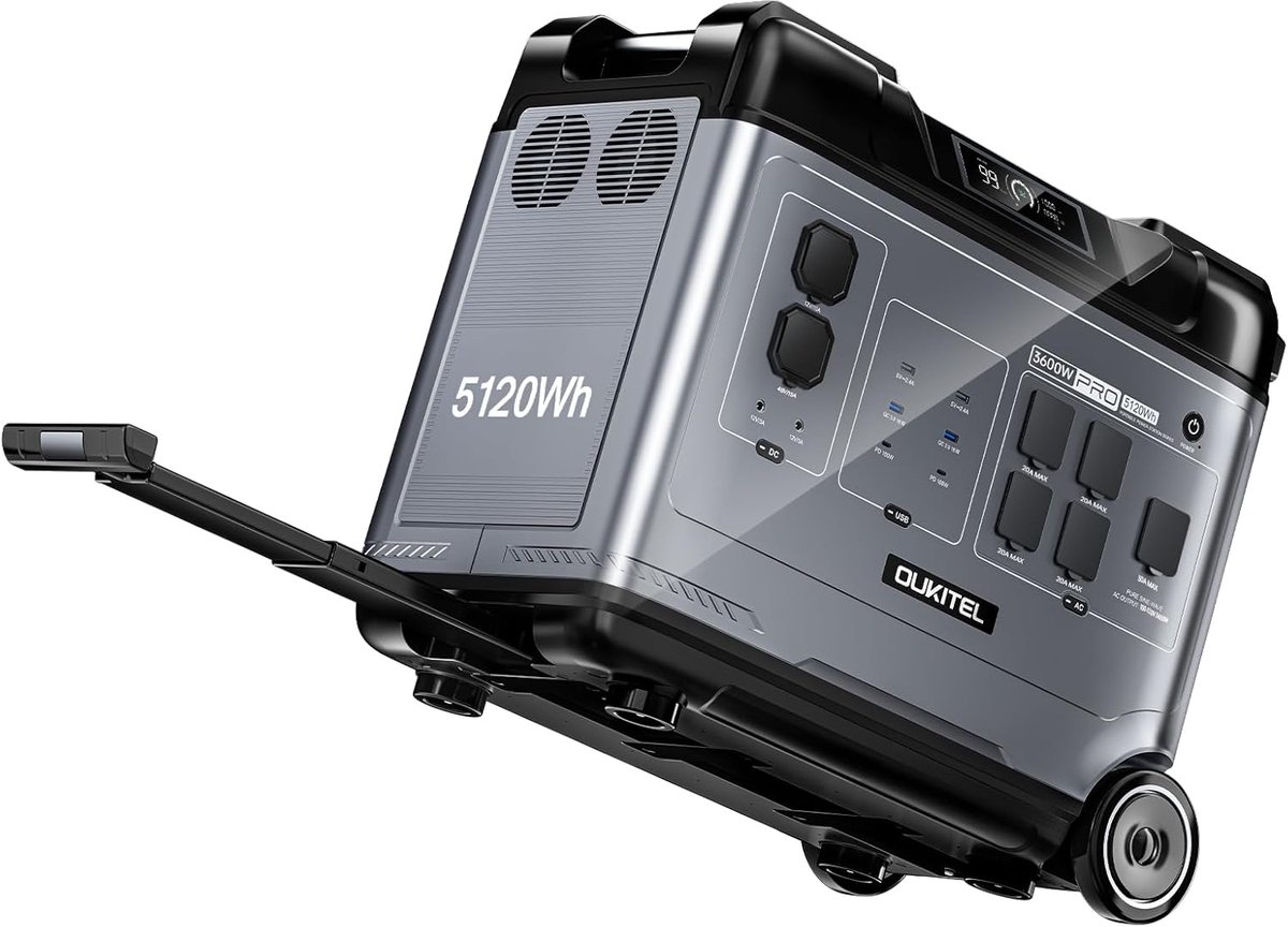 OUKITEL P5000E Pro Draagbaar Stroomstation 5120Wh, 4000W LiFePO4 Noodstroomvoorziening voor Thuis, Kamperen en Caravan
