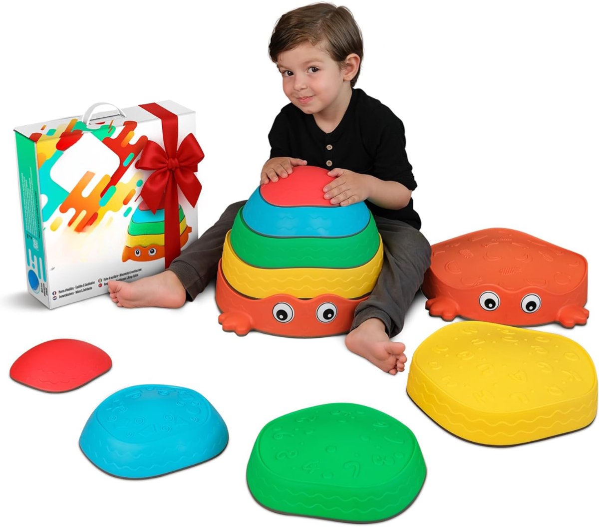 AHD® Stapelstenen & Balansstenen Set - Rivierstenen voor Kinderen - Indoor & Outdoor - Multikleur - 26cm x 34cmx 41cm