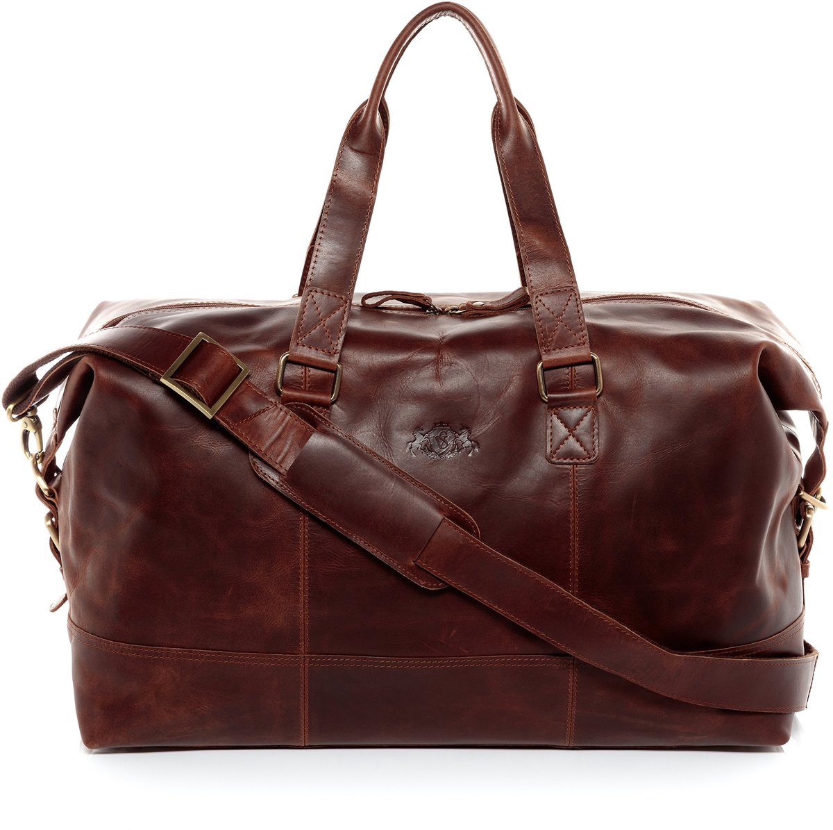 Solidchoice - Grote Duffle Tas van Echt Leer voor Weekenduitjes