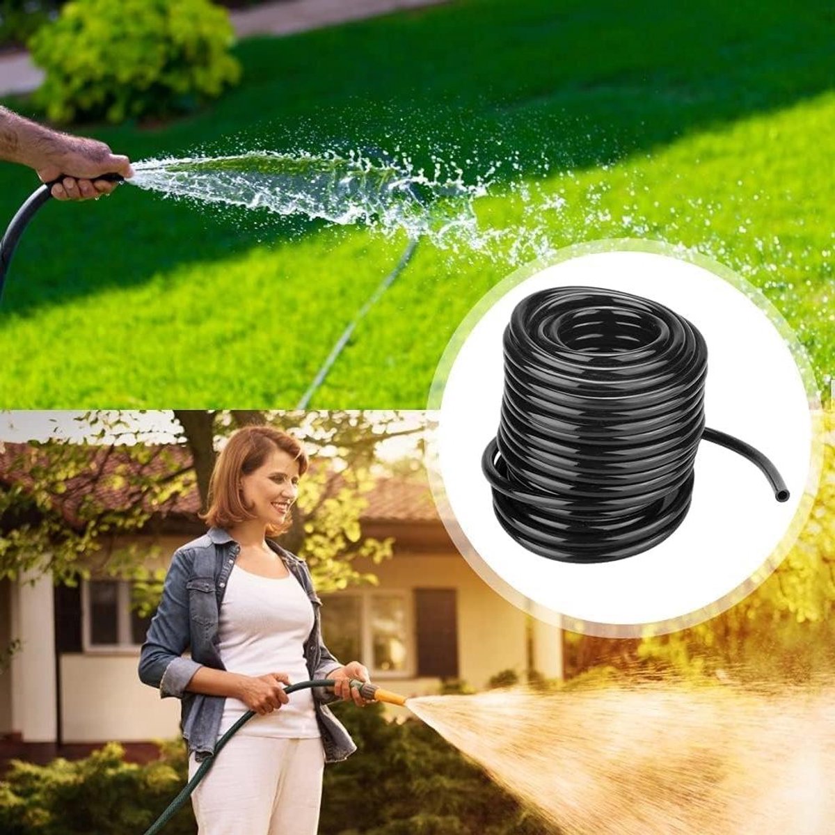 Tuinslang - Druppelsysteem buis - Planten water geven - Gerichte waterafgifte - 10 meter - Zwart