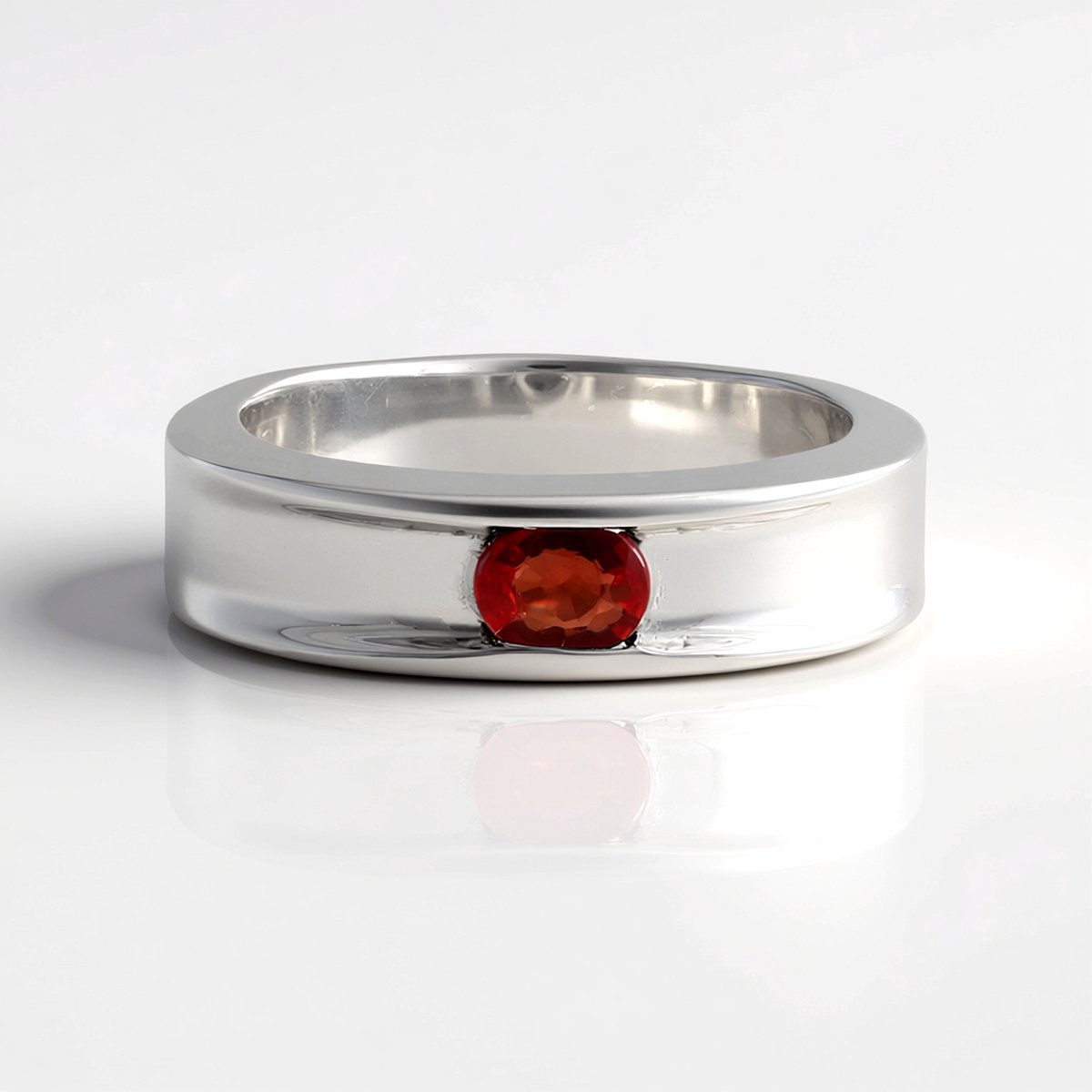 Cavill - Zilveren ring met robijn 0,363 ct - 925 sterling zilver met platina-afwerking - Elegante ovale robijn uit Tanzania - Dames ring met edelsteen