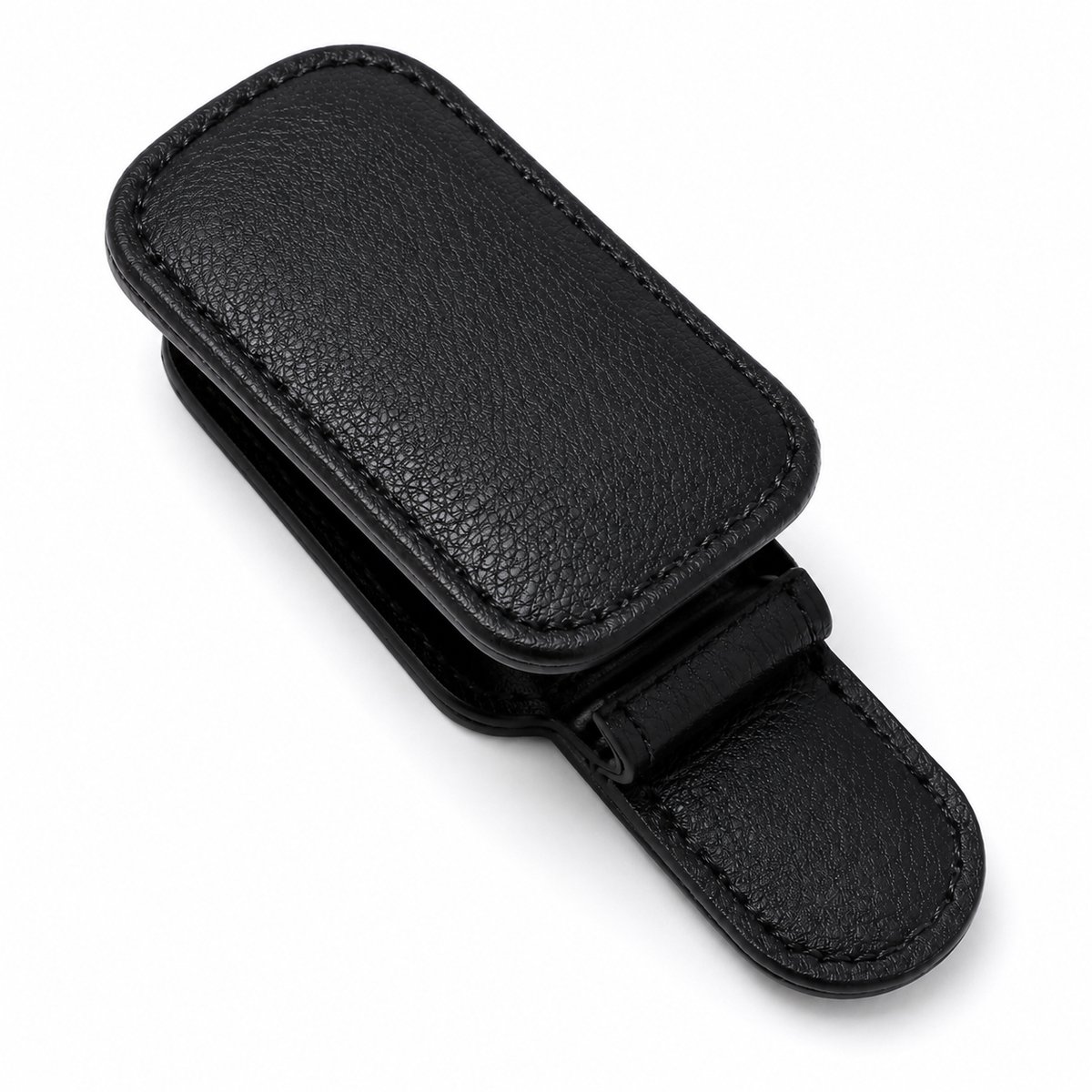 Zonnebrilhouder Auto - Magnetische Brilhouder - Zonneklephouder & Brilhouder Auto - voor Zonnebril en Leesbril - PU-Leren Clip - 1 Stuk - Zwart