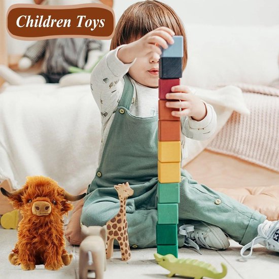Casalora Pluche knuffel -Schotse Hooglander Koe Knuffel - Hooglandkoe Pop - Zacht en Knuffelig - Lang Pluizig Rood Haar - Realistische Details - 25 cm - Geschikt voor Kinderen — afbeelding 5