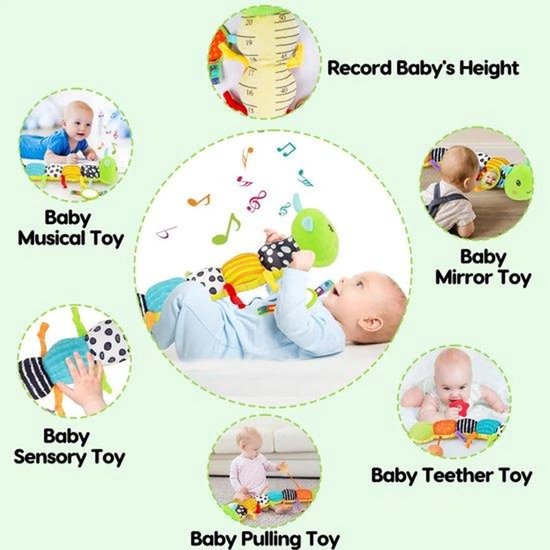 Casalora Buikligtrainer Baby - Sensorisch Knuffelspeelgoed met Geluid en Texturen & Muzikale - Pluche Rupsenthema - Geschikt vanaf 0 Maanden van casalora — afbeelding 2