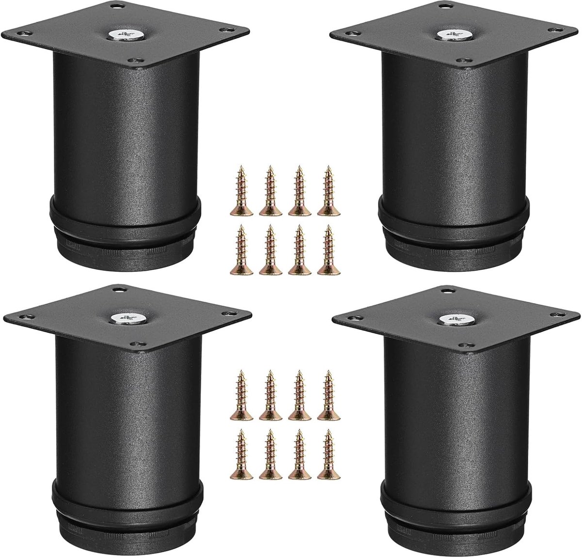 KZQ 4-delige meubelpotenset - Tafelpoten - Uitschuifbare kastpoten - Metalen kastpoten - Meubelverhogingspads - Vervangende tafelpootverlengers - Robuuste verstelbare ronde metalen meubelpoten - 8 cm