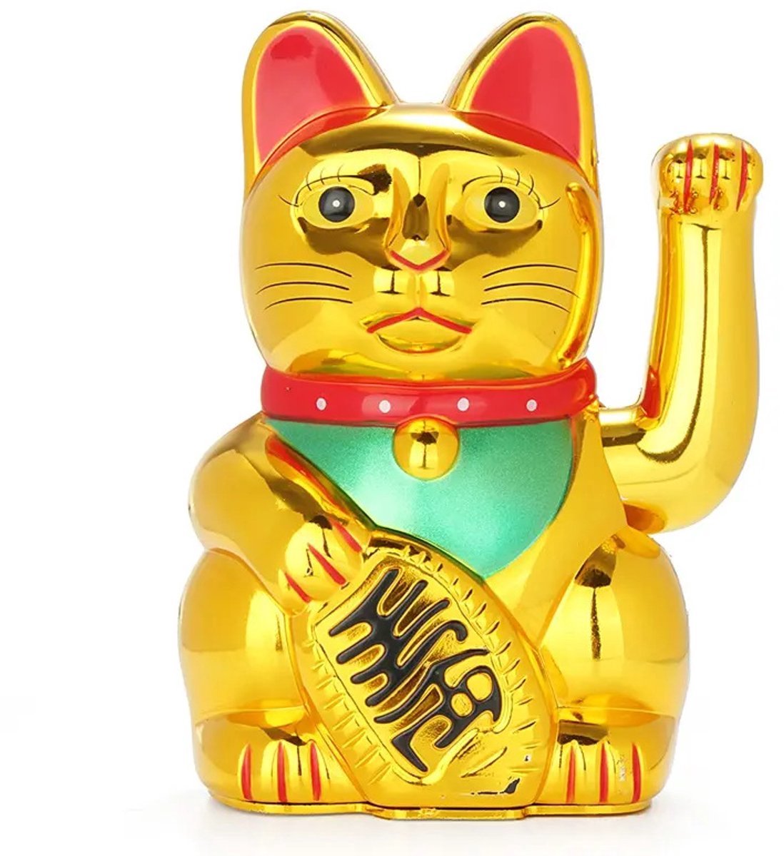 Casalora Maneki neko - Gelukskat - Zwaaiend - 16 cm - Japanse geluksbrenger - Goud - NO Incl. Batterijen