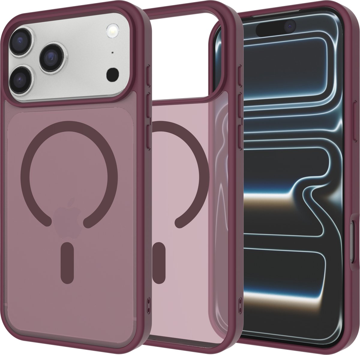 Just in Case hoesje geschikt voor iPhone 18 Pro Max / 17 Pro Max Hoesje geschikt voor MagSafe - Military Grade Backcover - Dark Cherry