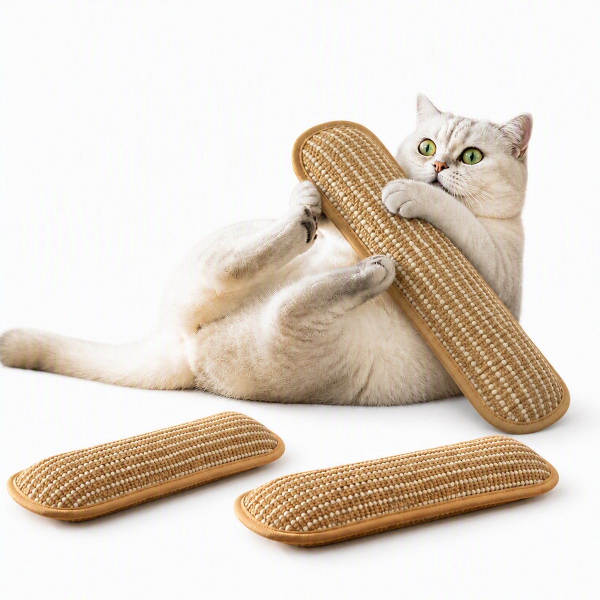 ECTEATOY® 3-Stuks Catnip Kattenspeeltjes Kussen - Speelgoed met kattenkruid - Linnen Krabspeelgoed en Kauwkussen Vol - voor Kittens en Volwassen Katten - 34x9,5 cm