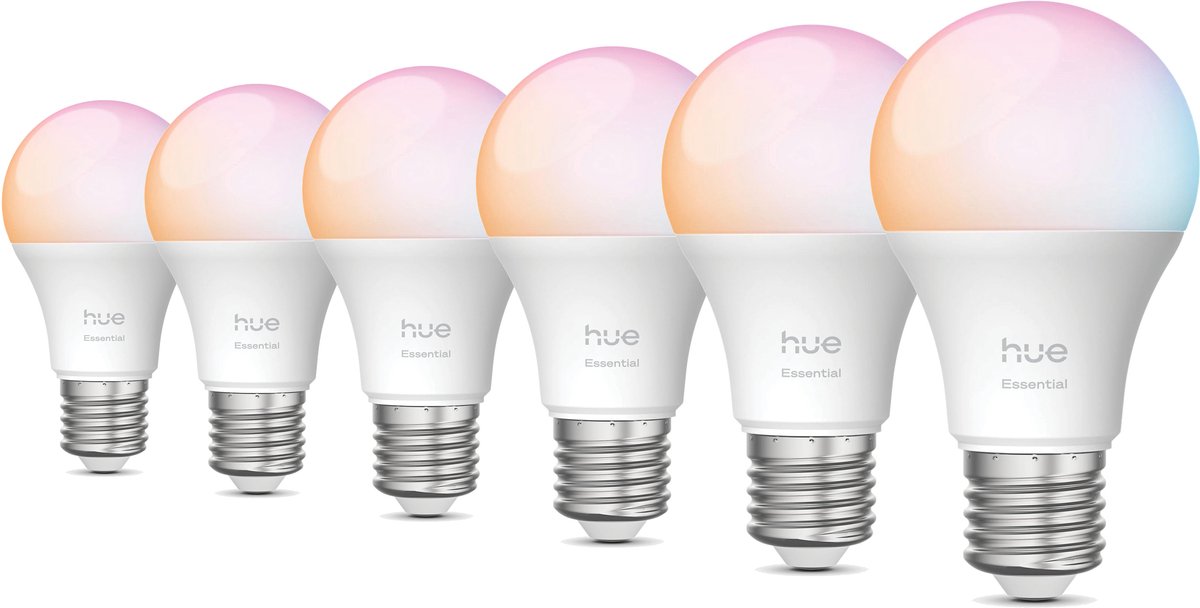 Philips Hue Voordeelverpakking - E27 - met 6 Standaard lampen - Wit en Gekleurd Licht - Hue White and Color Ambiance Essentials