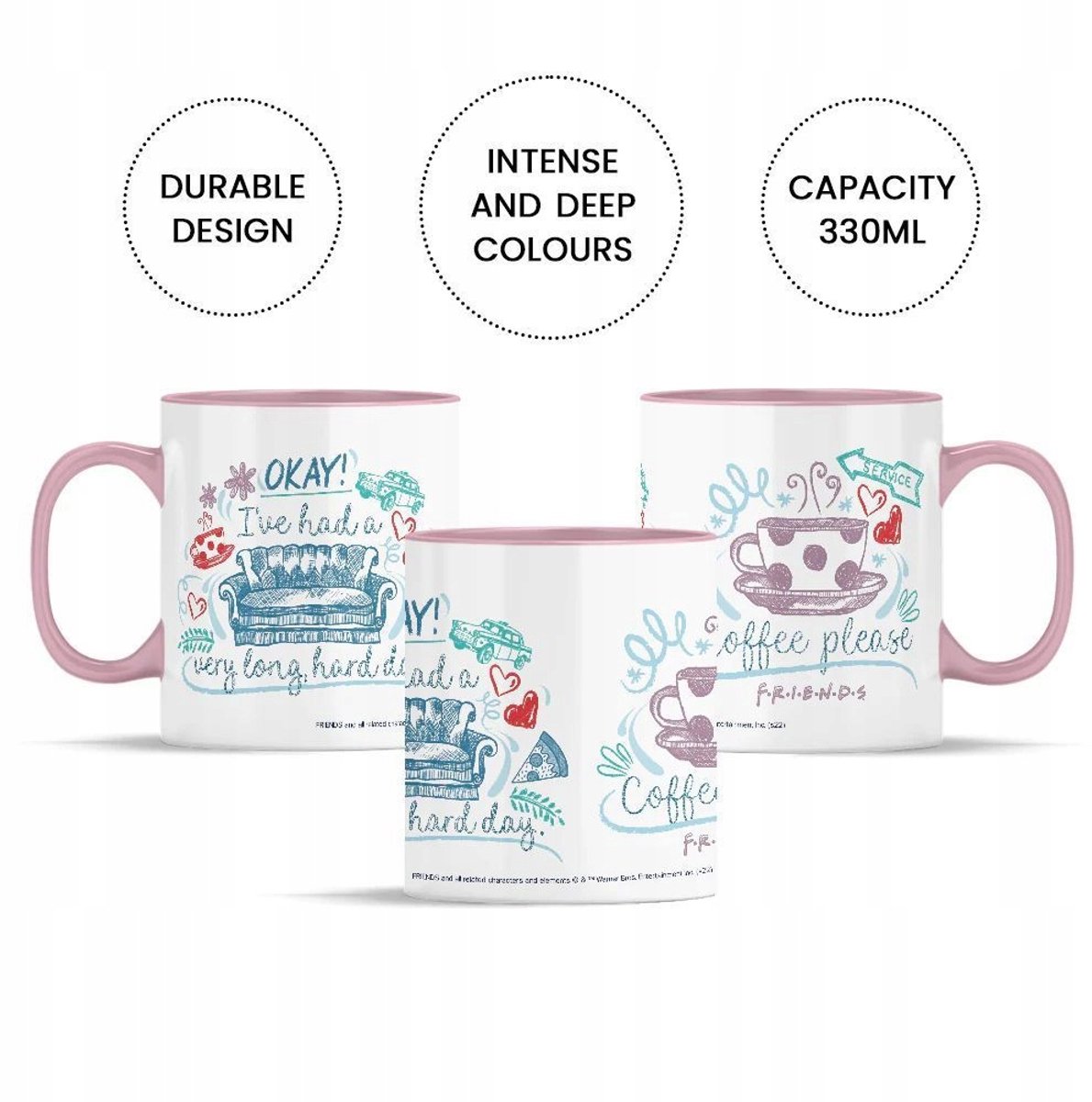 Roze Friends Mok - Keramiek, 330ml