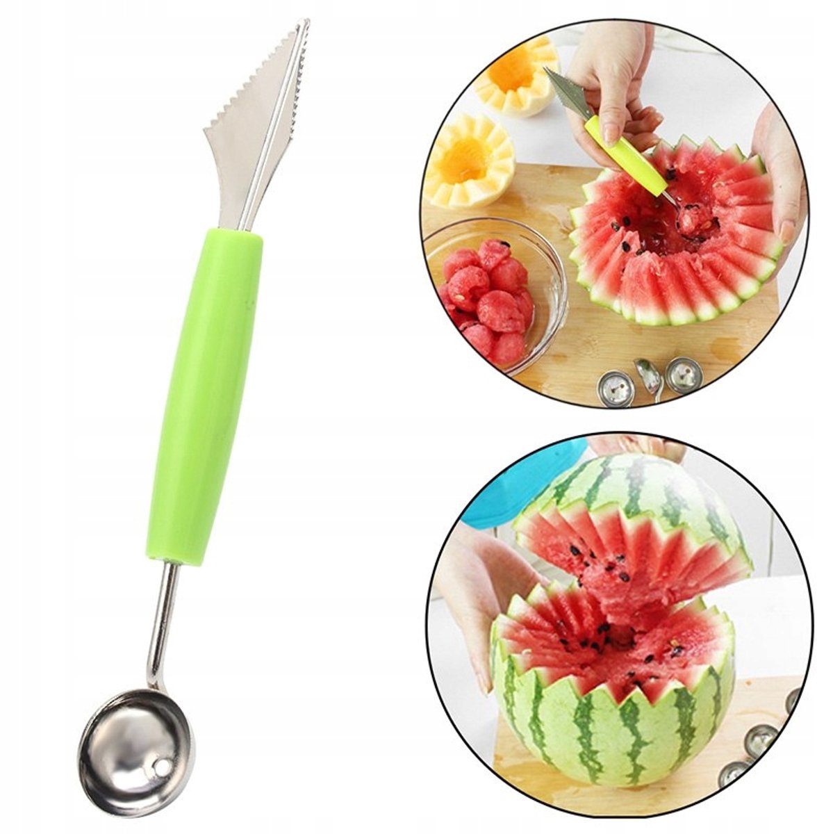 Merkloos Fruit- en Groentebolletjesmaker & Decoratielepel