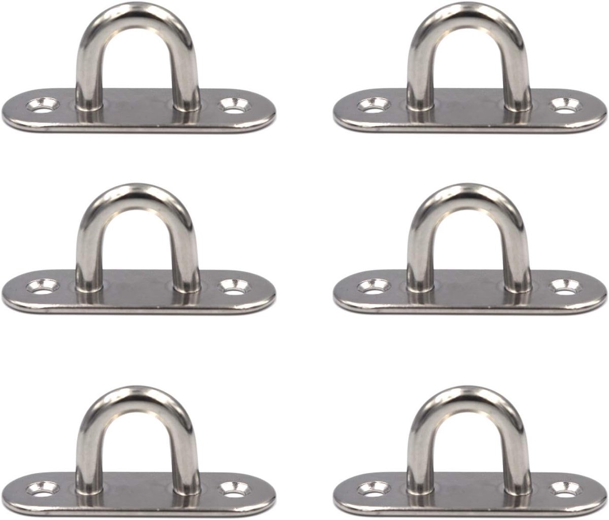 KZQ 6-delige roestvrijstalen ophangringplaat - bevestigingsplaat voor stoeltouw - ovale deurgesp - 5 mm afdekplaat - montagehaak - muurhaak - voor het ophangen van stoelen, luifels, enz.