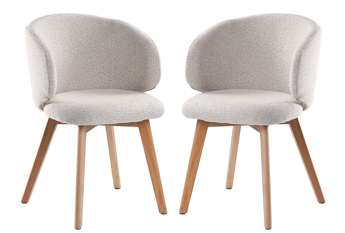 CALICOSY - Stoelen set van 2, stof en massief houten poten H79 cm - SOLÈNE