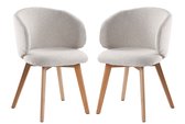 CALICOSY - Stoelen set van 2, stof en massief houten poten H79 cm - SOLÈNE